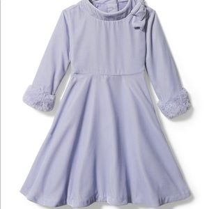 VELVET FAUX FUR CUFF DRESS